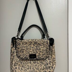 Be & D Leopard Print Soft Leather Laptop/ Work Everyday Messenger Bag